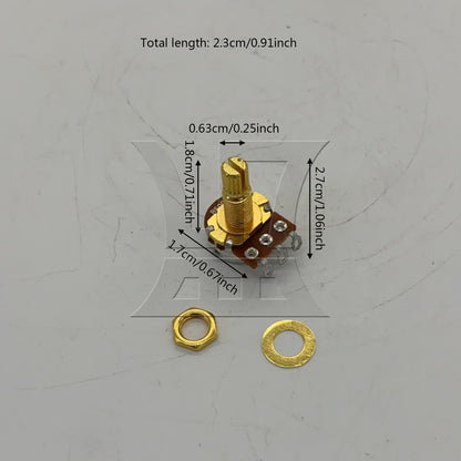 BQLZR 1pc B500K Potentiometer 18mm Long Axis Gold Electric Guitar Bass Potentiometer Tone Volume Knob