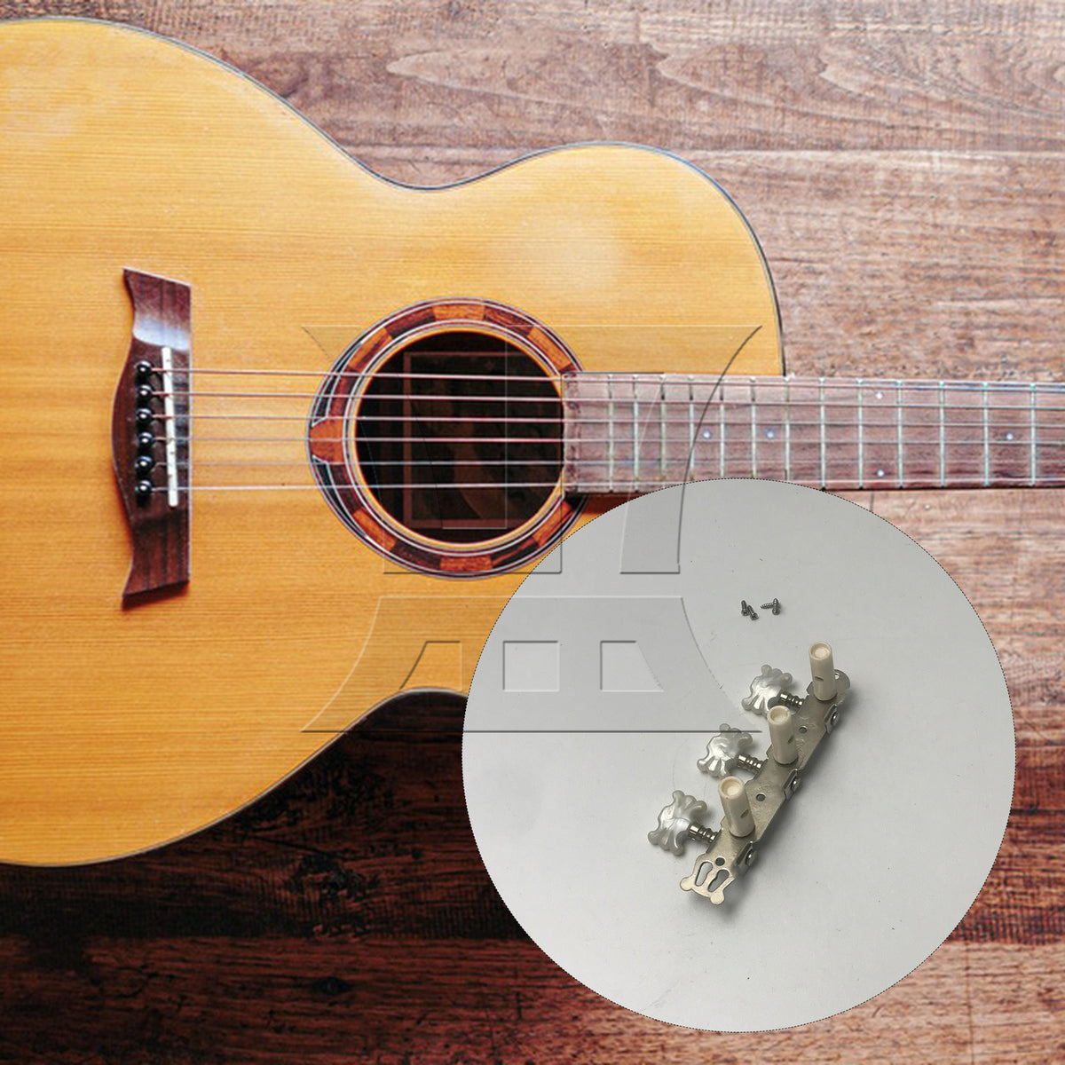 BQLZR 1pc Classical Guitar Pearl Flower Head Plastic Column Triple Tuner Peg Chrome Right for Classical Guitar