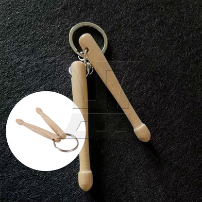 BQLZR Wooden Double Drumstick Keychain Key Stainless Steel Ring for Percussion Lover