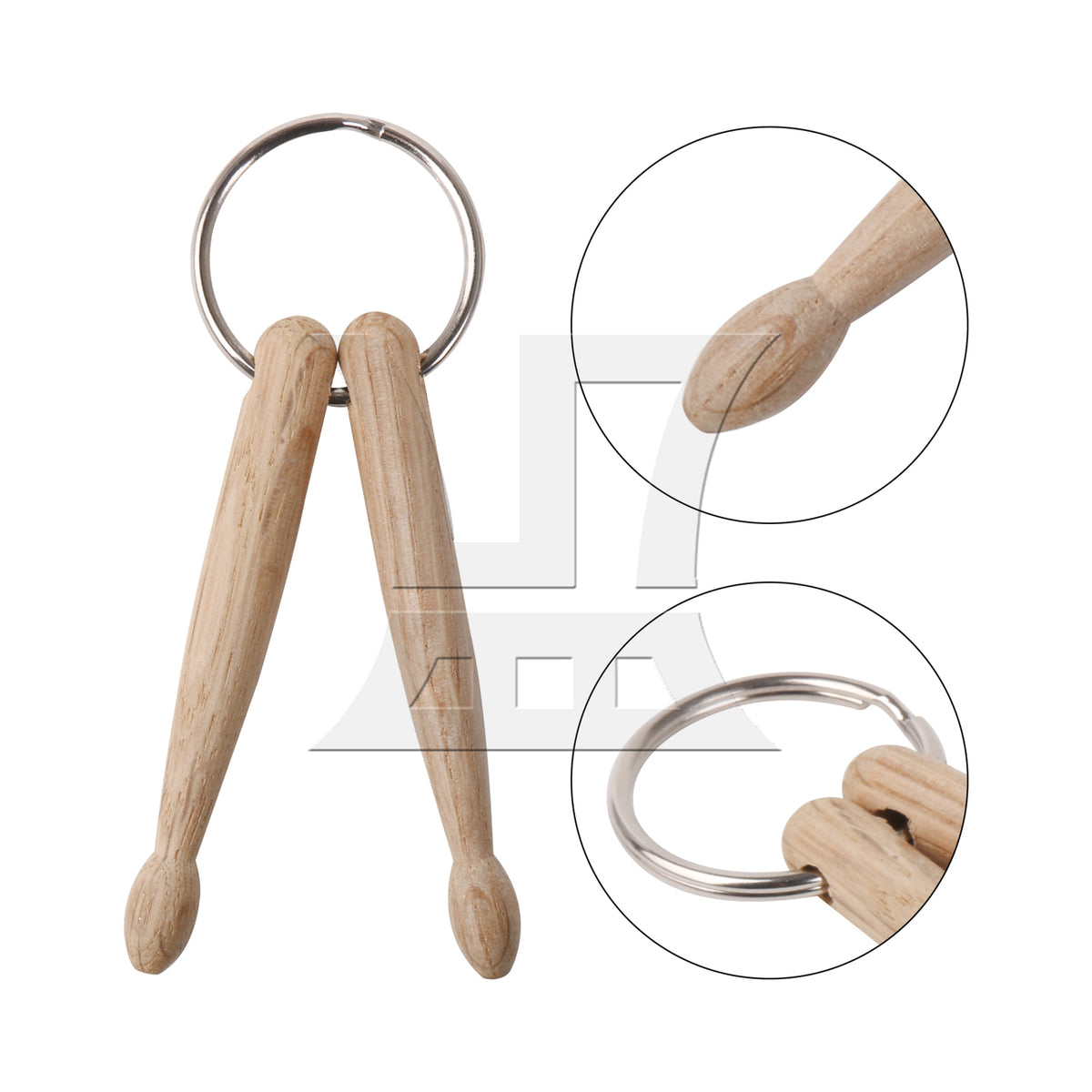 BQLZR Wooden Double Drumstick Keychain Key Stainless Steel Ring for Percussion Lover