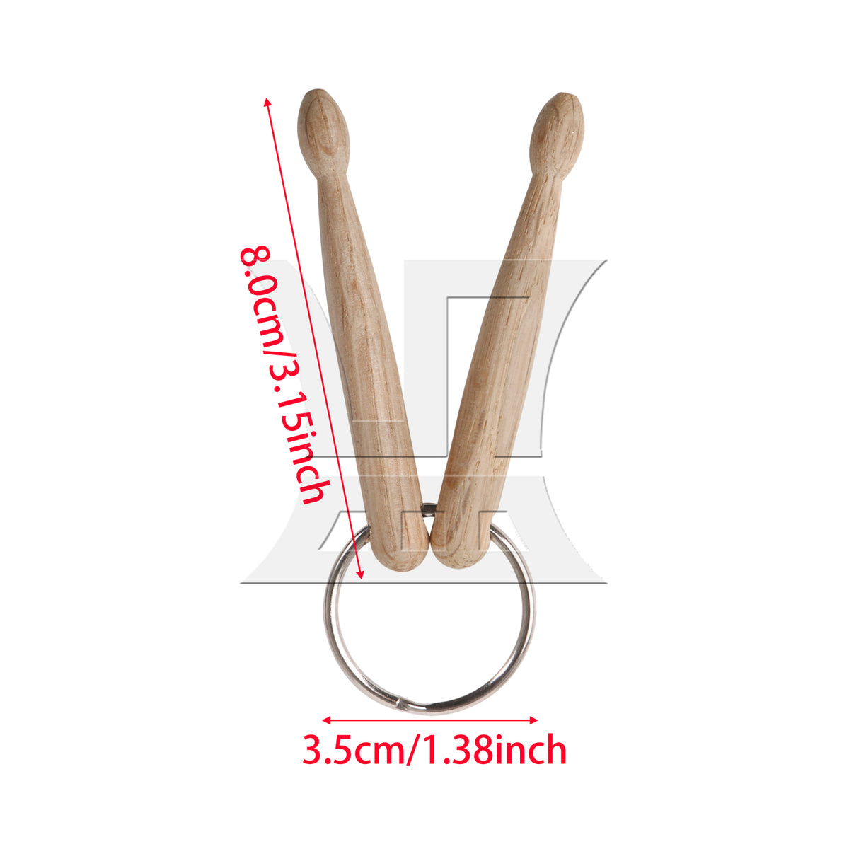 BQLZR Wooden Double Drumstick Keychain Key Stainless Steel Ring for Percussion Lover
