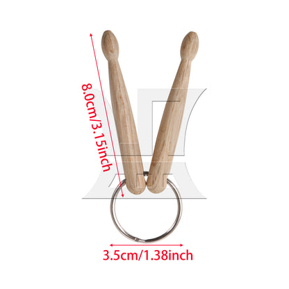 BQLZR Wooden Double Drumstick Keychain Key Stainless Steel Ring for Percussion Lover