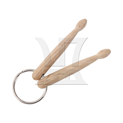 BQLZR Wooden Double Drumstick Keychain Key Stainless Steel Ring for Percussion Lover