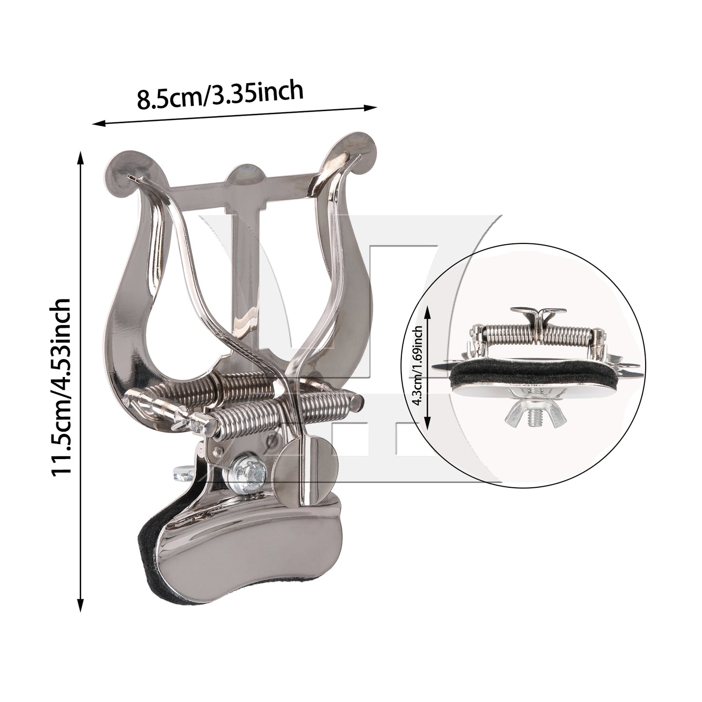 BQLZR Silver Clamp On Holder Clip Marching Lyre for Trombone Part 4.53 x 3.35 Inch