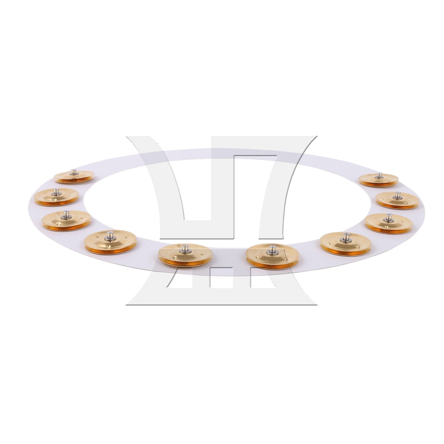 Gold White Percussion Cymbal Ching Ring Tambourine for Hihats Crashes 14" Dia