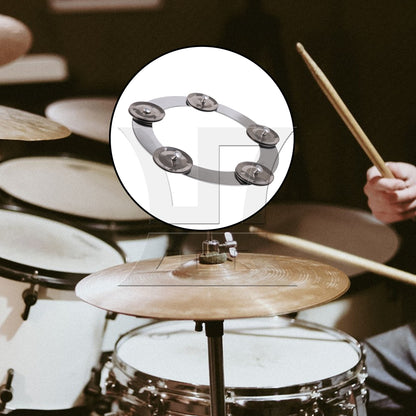 Metal Mountable Cymbal Hi-hat Ring Tambourine 6.4inch Outer Diameter Silver