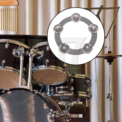 Metal Mountable Cymbal Hi-hat Ring Tambourine 6.4inch Outer Diameter Silver