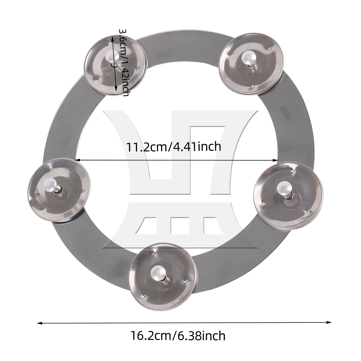 Metal Mountable Cymbal Hi-hat Ring Tambourine 6.4inch Outer Diameter Silver