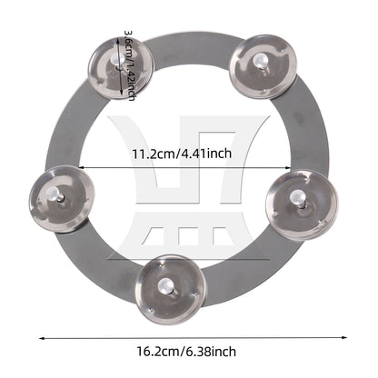 Metal Mountable Cymbal Hi-hat Ring Tambourine 6.4inch Outer Diameter Silver