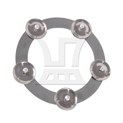 Metal Mountable Cymbal Hi-hat Ring Tambourine 6.4inch Outer Diameter Silver