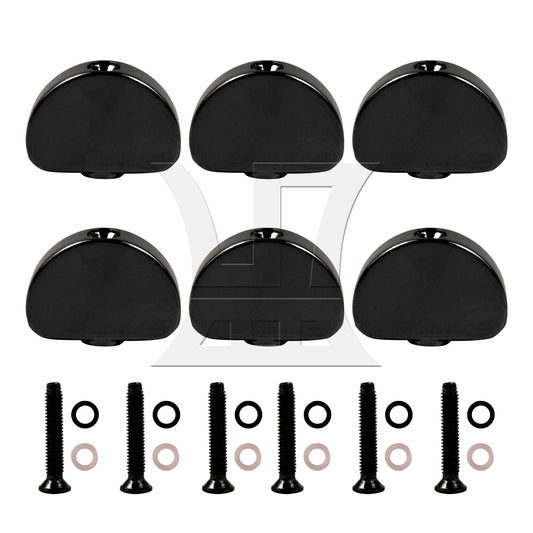 6 Pieces Guitar Machine Heads Buttons Tuning Pegs 0.16" Hole Diameter Black