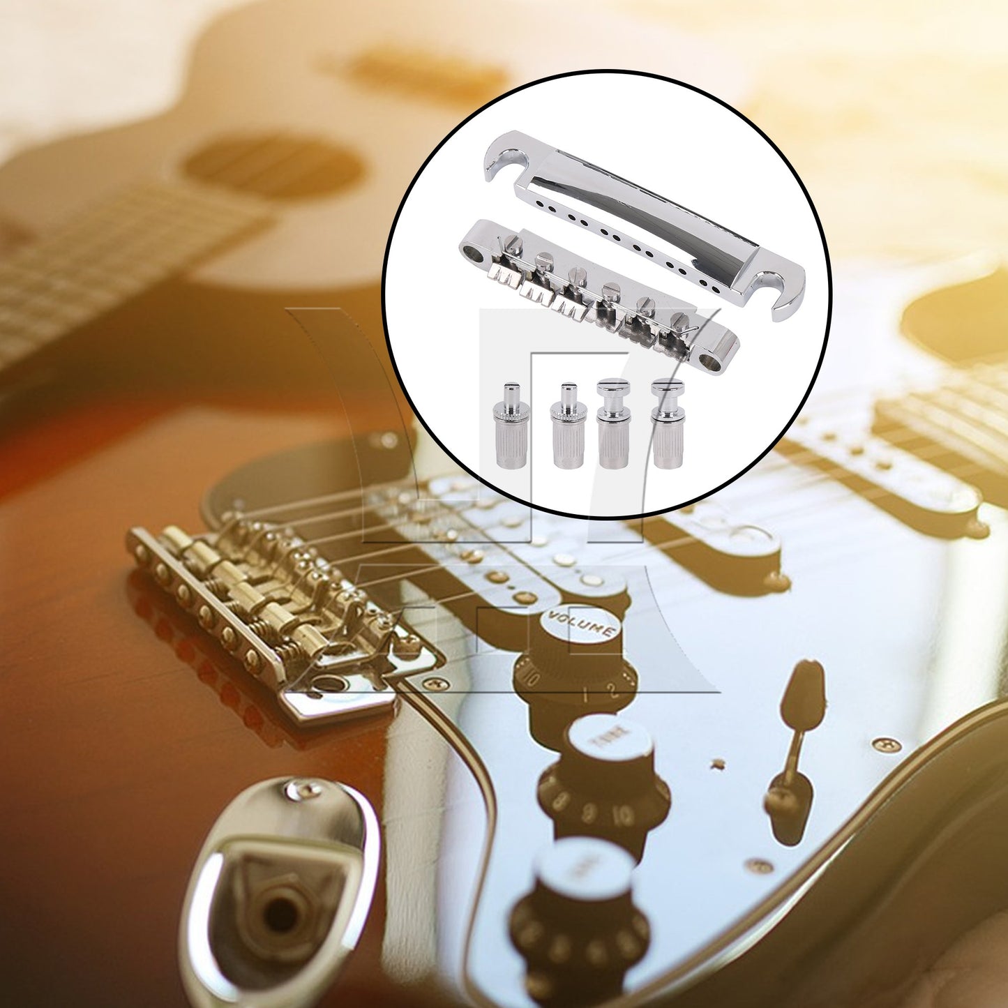 2 Pieces Silver 12 String Guitar Roller Saddle Bridge and Tailpiece Combo Set