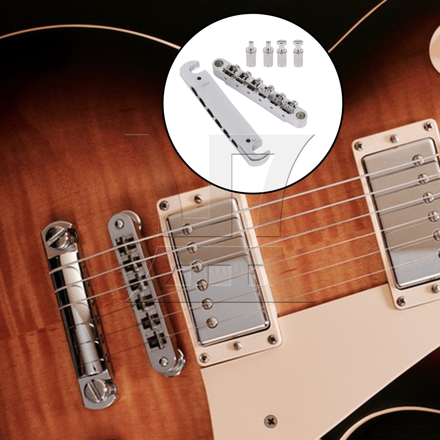 2 Pieces Silver 12 String Guitar Roller Saddle Bridge and Tailpiece Combo Set