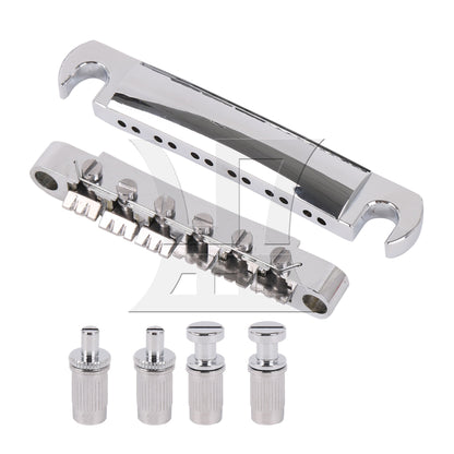 2 Pieces Silver 12 String Guitar Roller Saddle Bridge and Tailpiece Combo Set