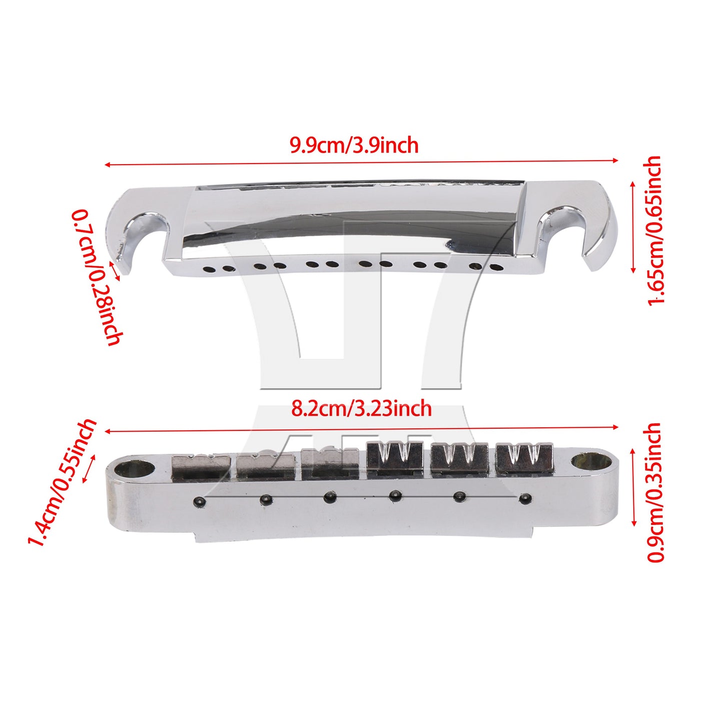 2 Pieces Silver 12 String Guitar Roller Saddle Bridge and Tailpiece Combo Set