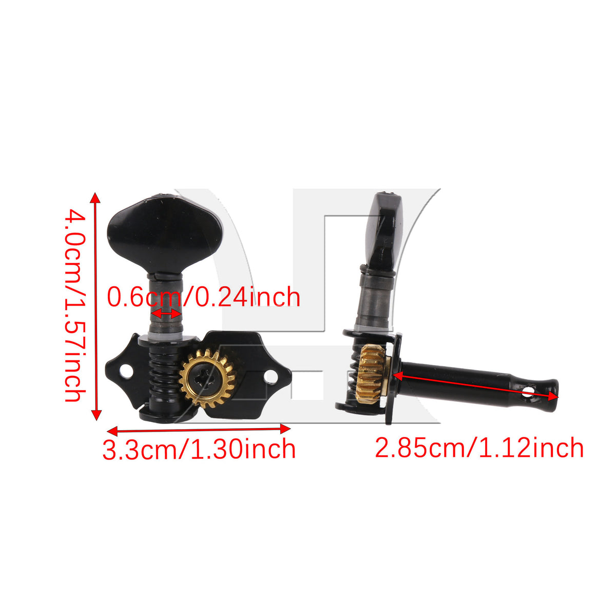 BQLZR 6Pcs Open Folk Guitar String Gear Ratio 1:18 Plum Blossom Handle Black (3R3L)
