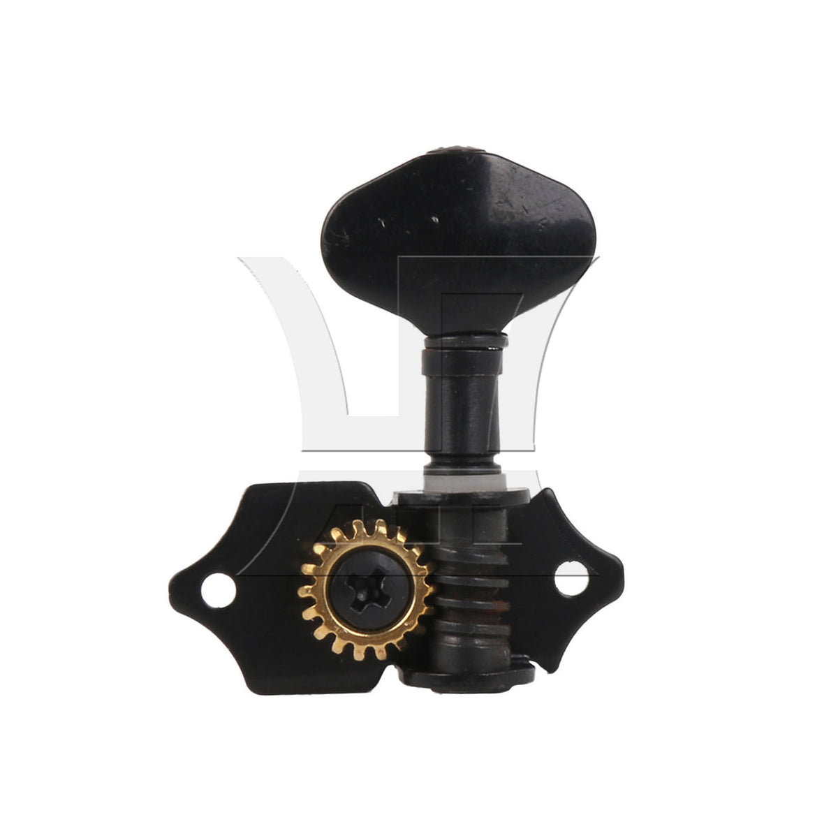 BQLZR 6Pcs Open Folk Guitar String Gear Ratio 1:18 Plum Blossom Handle Black (3R3L)
