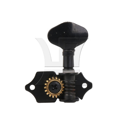 BQLZR 6Pcs Open Folk Guitar String Gear Ratio 1:18 Plum Blossom Handle Black (3R3L)