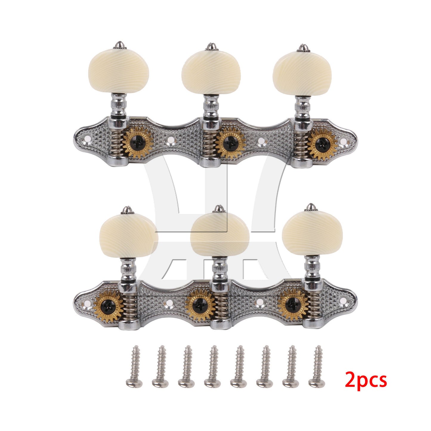 BQLZR 2pcs Classical Guitar 3 String Tuning Peg Gear Ratio 1:18 Silver 1R1L for Handmade Guitar Studios