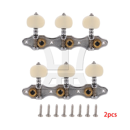 BQLZR 2pcs Classical Guitar 3 String Tuning Peg Gear Ratio 1:18 Silver 1R1L for Handmade Guitar Studios