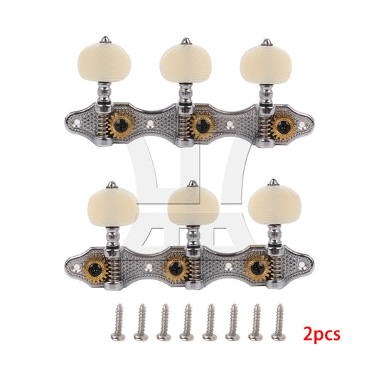 BQLZR 2pcs Classical Guitar 3 String Tuning Peg Gear Ratio 1:18 Silver 1R1L for Handmade Guitar Studios