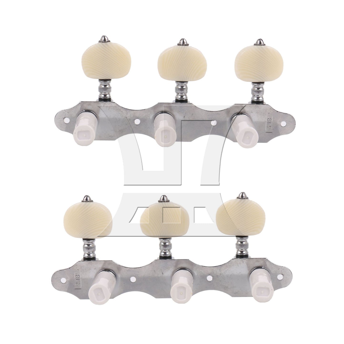 BQLZR 2pcs Classical Guitar 3 String Tuning Peg Gear Ratio 1:18 Silver 1R1L for Handmade Guitar Studios
