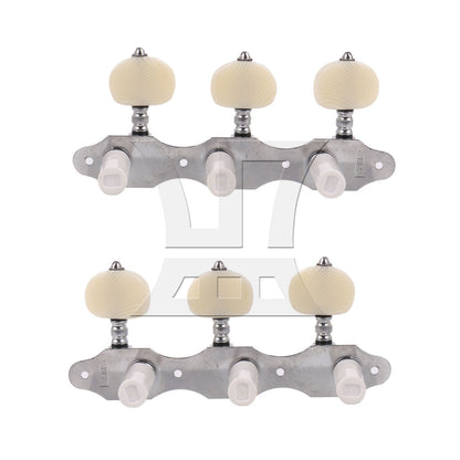 BQLZR 2pcs Classical Guitar 3 String Tuning Peg Gear Ratio 1:18 Silver 1R1L for Handmade Guitar Studios