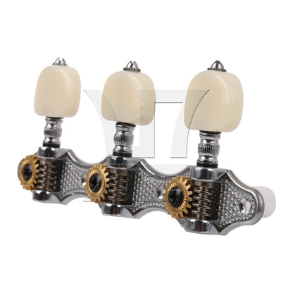 BQLZR 2pcs Classical Guitar 3 String Tuning Peg Gear Ratio 1:18 Silver 1R1L for Handmade Guitar Studios