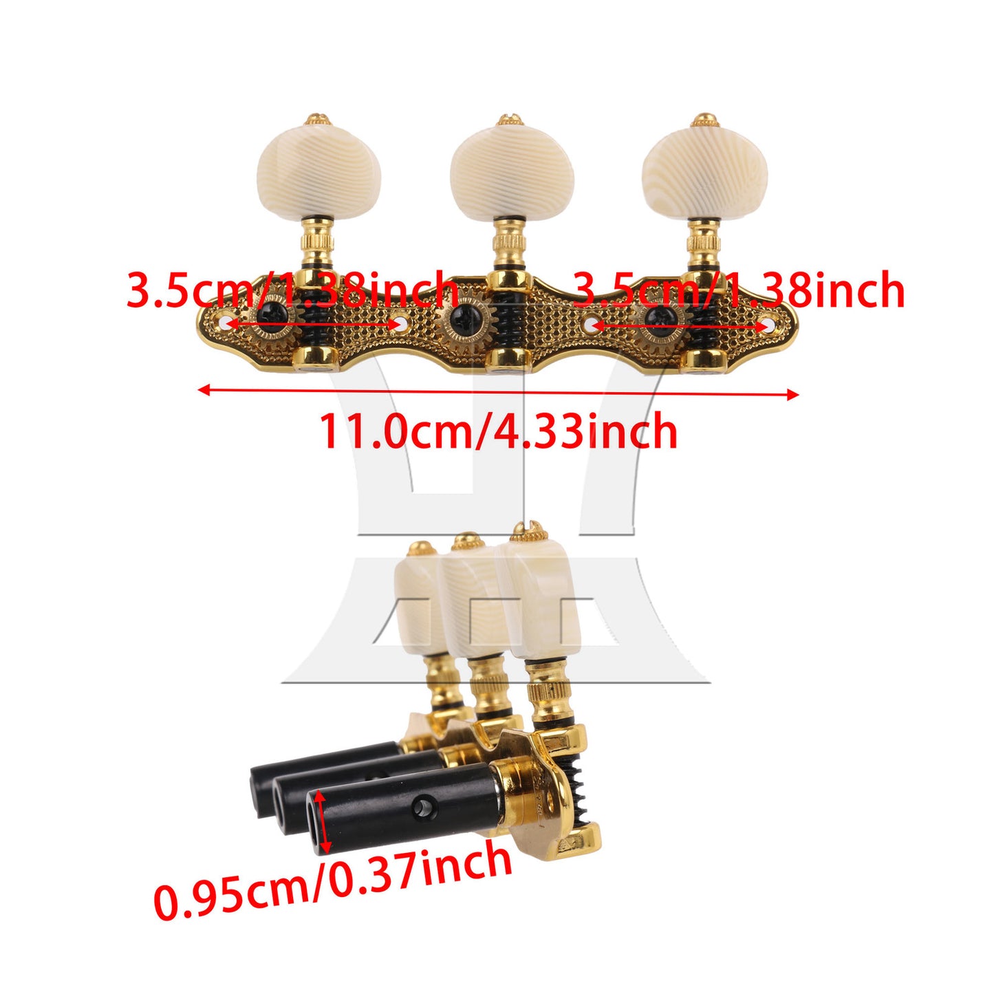 BQLZR 2pcs Classical Guitar Tri-String Tuner Peg Guitar Accessories