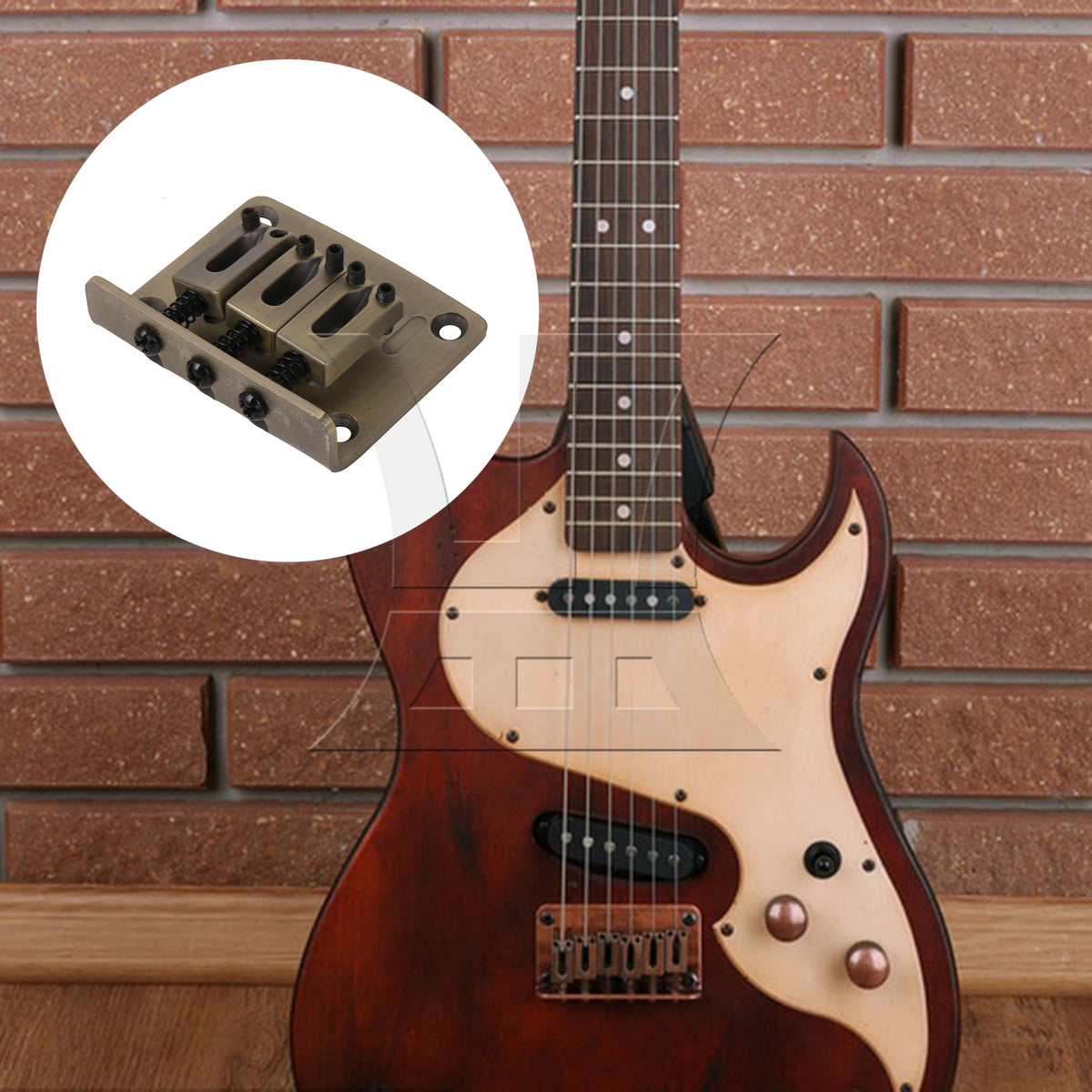 BQLZR 1pc Three String Electric Guitar Bridge Retro Color Guitar Accessories