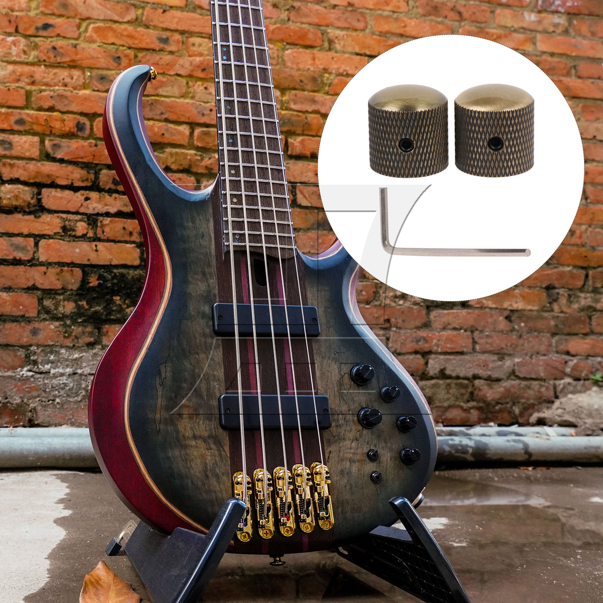 BQLZR 2pcs Electirc Guitar Base Volume knob with Hole Retro Color Guitar Bass Accessories