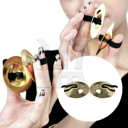 BQLZR 1set Finger Cymbals Gold Belly Dance Finger Cymbal