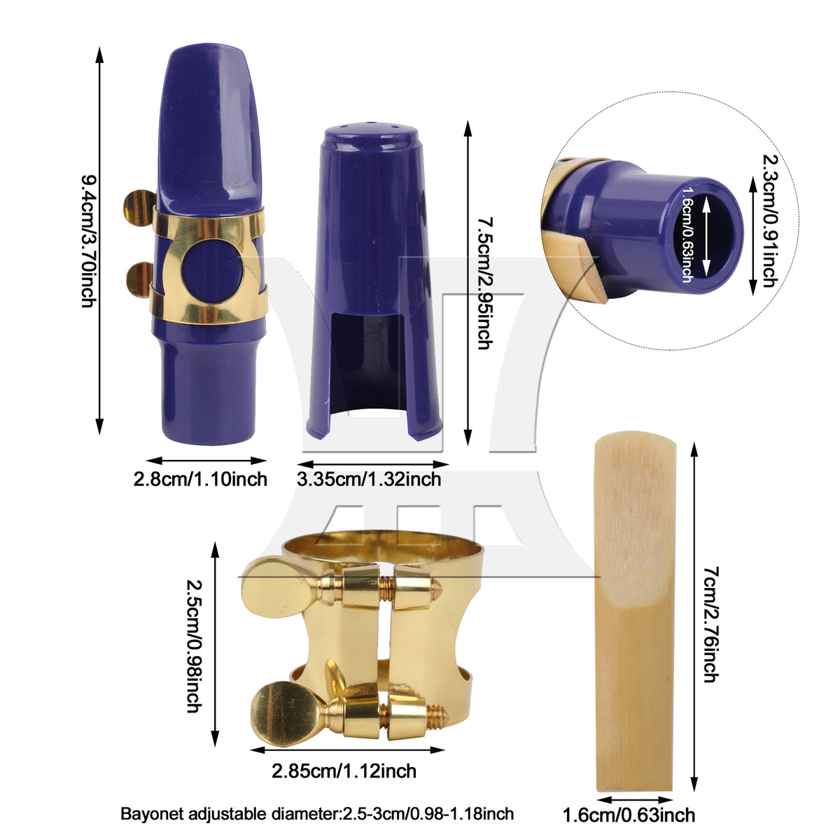 BQLZR 1PC Alto Saxophone Mouthpiece Kit with Metal Ligature Reeds Plastic Cap High Quality Material Purple