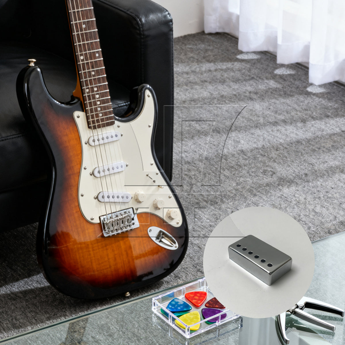 BQLZR 1pc Metal Pickup Cover 50mm Chrome Electric Guitar Pickup Border Frame