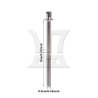 BQLZR 1pc Drum Tension Rod 6 x 80 Mm Silver for Drum Set Installation