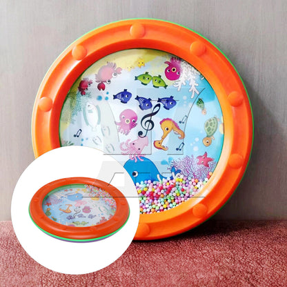 BQLZR 1PC Ocean Drum 10 Inch Wave Bead Drum for Party Percussion Instruments with Pattern Orange