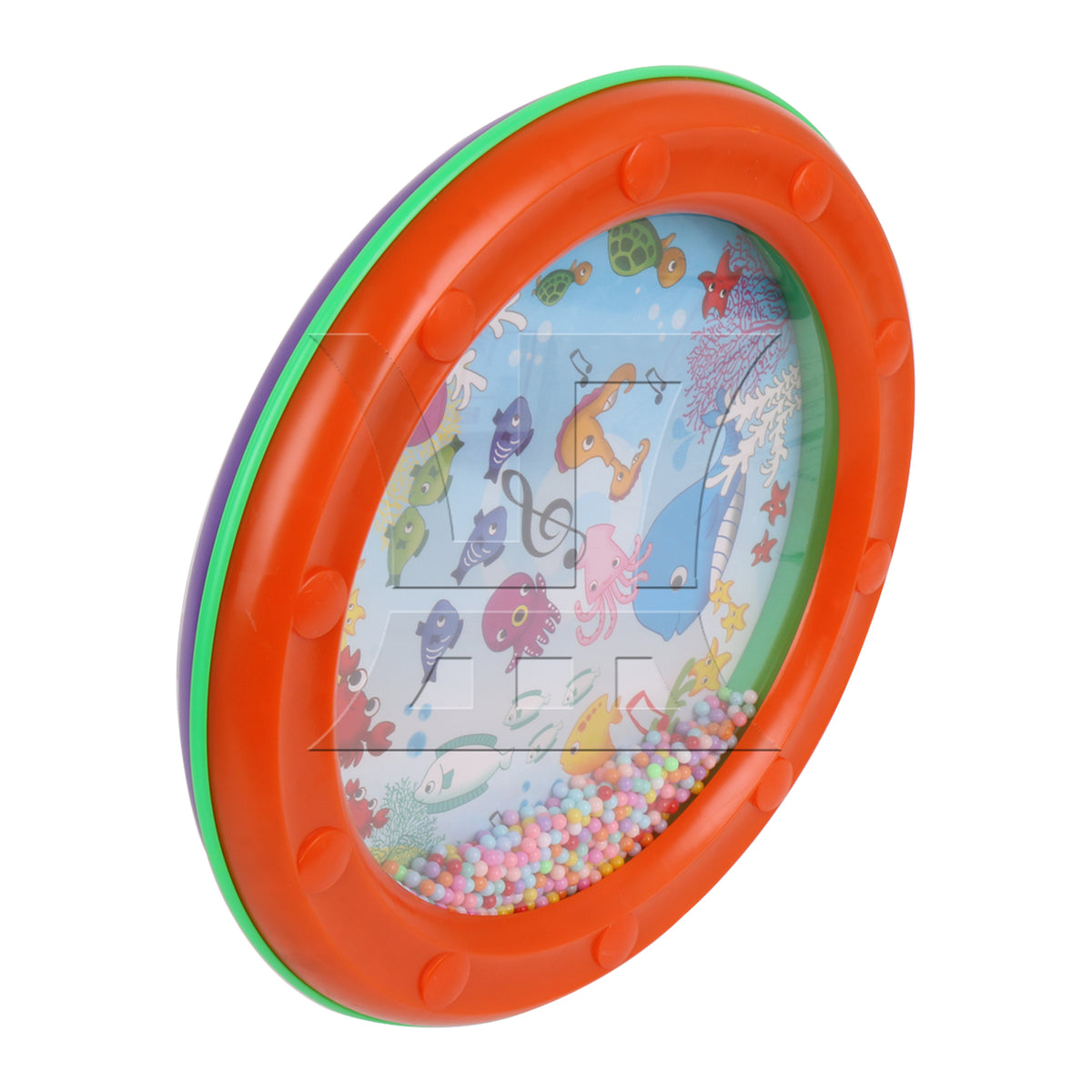 BQLZR 1PC Ocean Drum 10 Inch Wave Bead Drum for Party Percussion Instruments with Pattern Orange