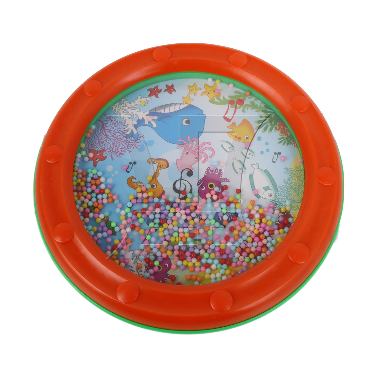 BQLZR 1PC Ocean Drum 10 Inch Wave Bead Drum for Party Percussion Instruments with Pattern Orange