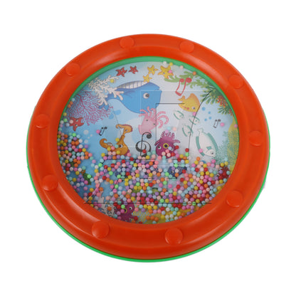 BQLZR 1PC Ocean Drum 10 Inch Wave Bead Drum for Party Percussion Instruments with Pattern Orange