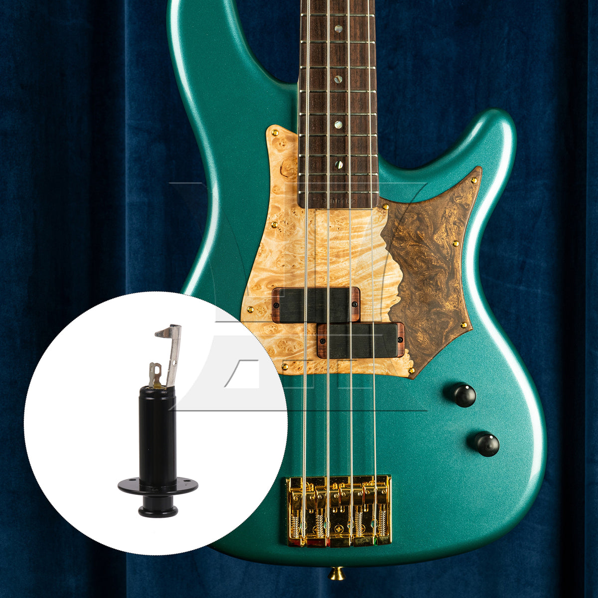 BQLZR 1PC Electric Guitar Parts End Pin Output Jack Socket Connector Black 5.8x2.5cm Long Service Life