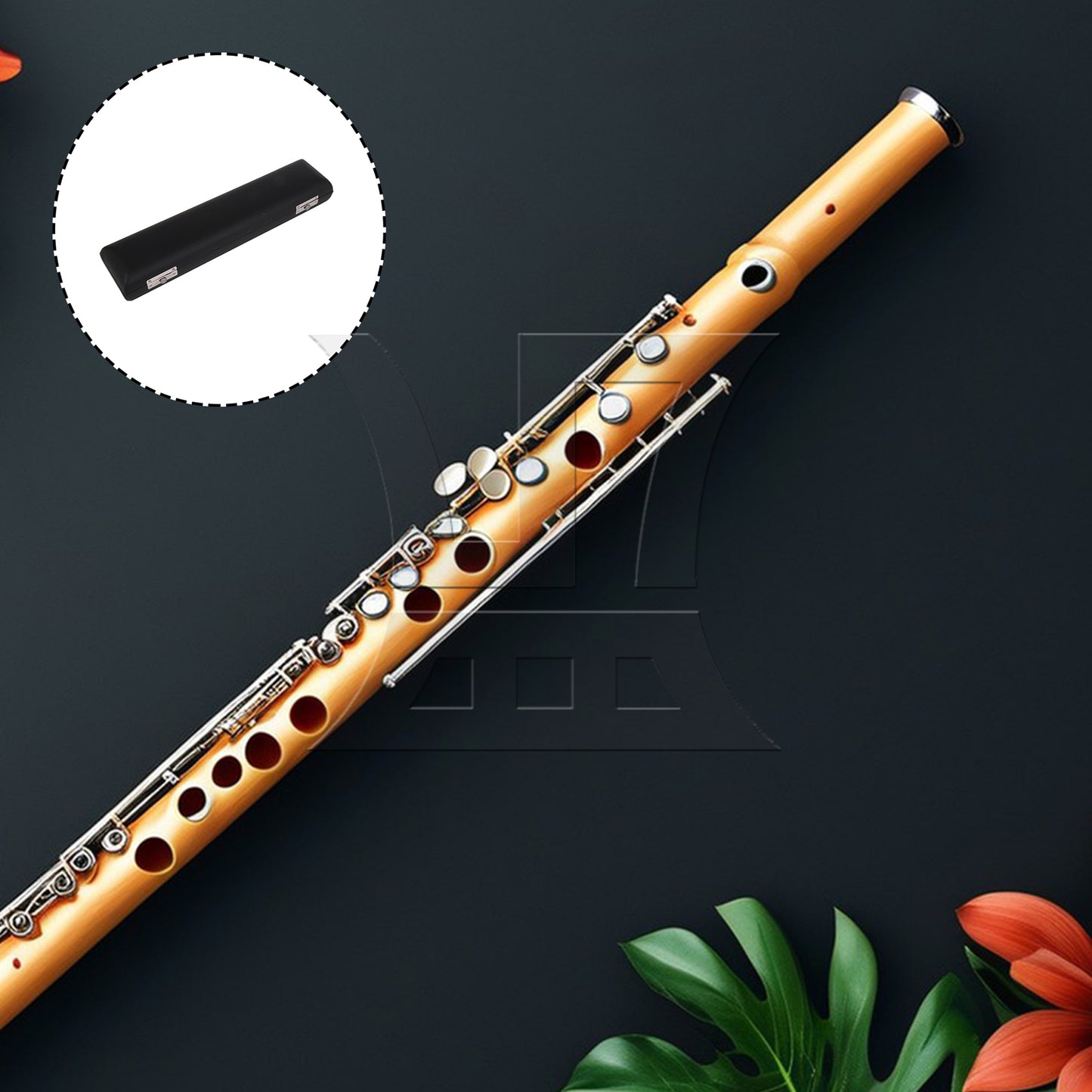 BQLZR 16 Hole Flute Case, Fluted Design For Player, Pu Leather Black
