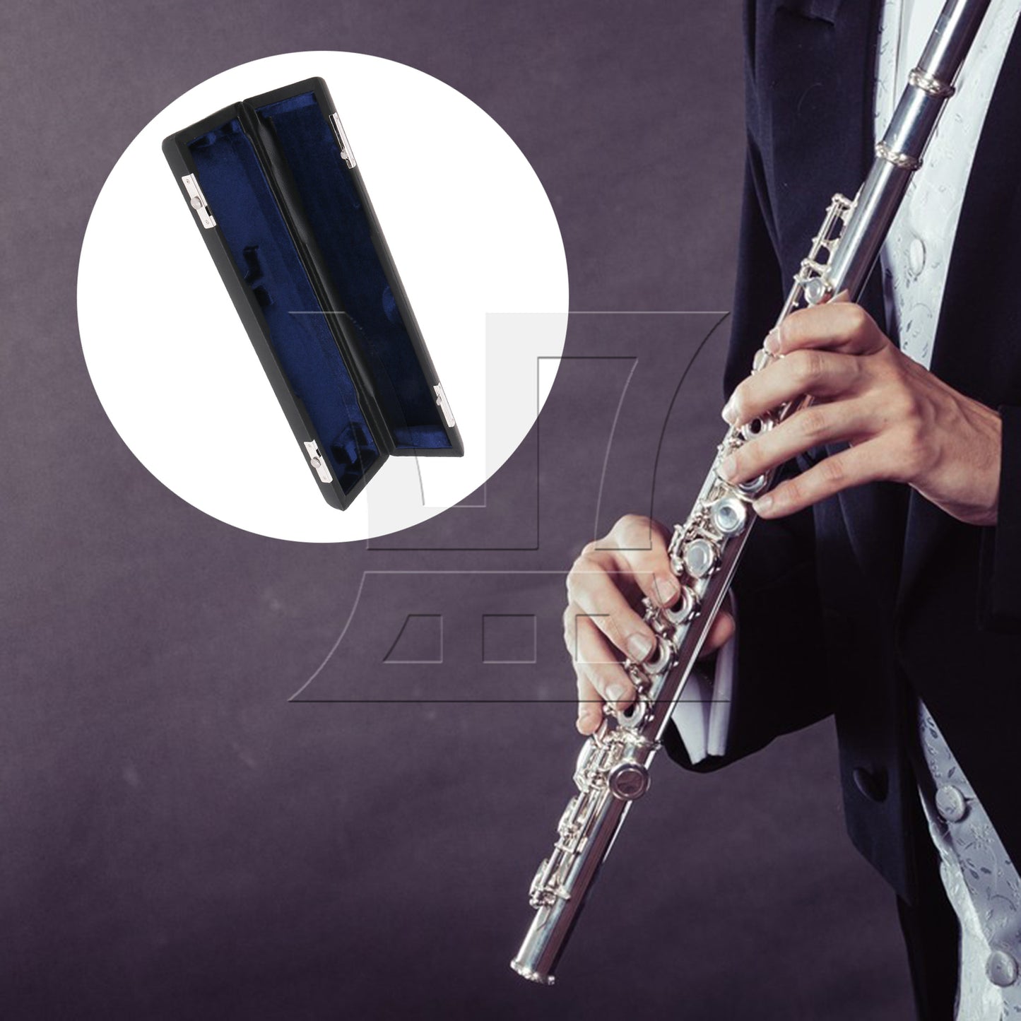BQLZR 16 Hole Flute Case, Fluted Design For Player, Pu Leather Black