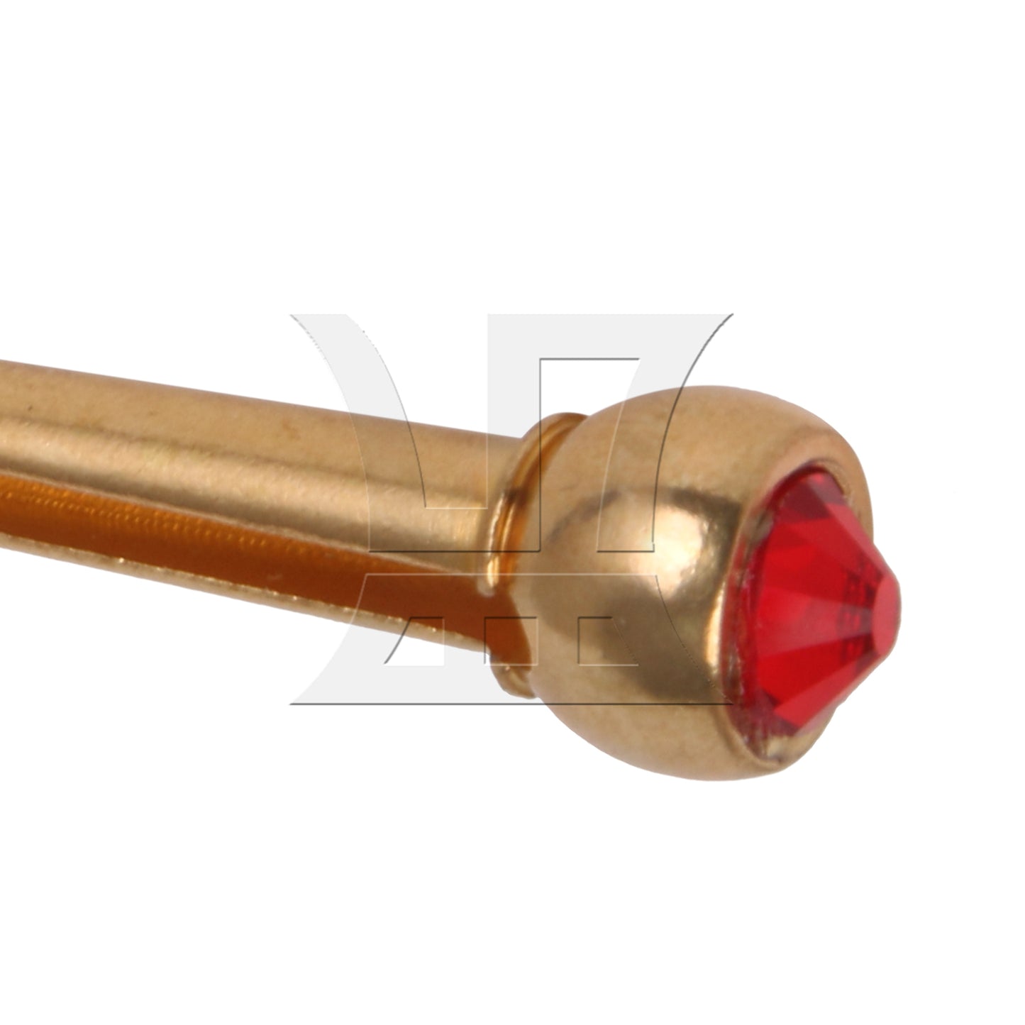BQLZR 1pc Acoustic Guitar Bridge Pins Zinc Alloy String Nail with Red Crystal Head Tone Stable Golden 29x9mm