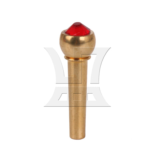 BQLZR 1pc Acoustic Guitar Bridge Pins Zinc Alloy String Nail with Red Crystal Head Tone Stable Golden 29x9mm
