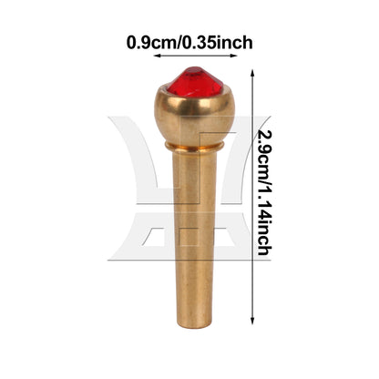 BQLZR 1pc Acoustic Guitar Bridge Pins Zinc Alloy String Nail with Red Crystal Head Tone Stable Golden 29x9mm