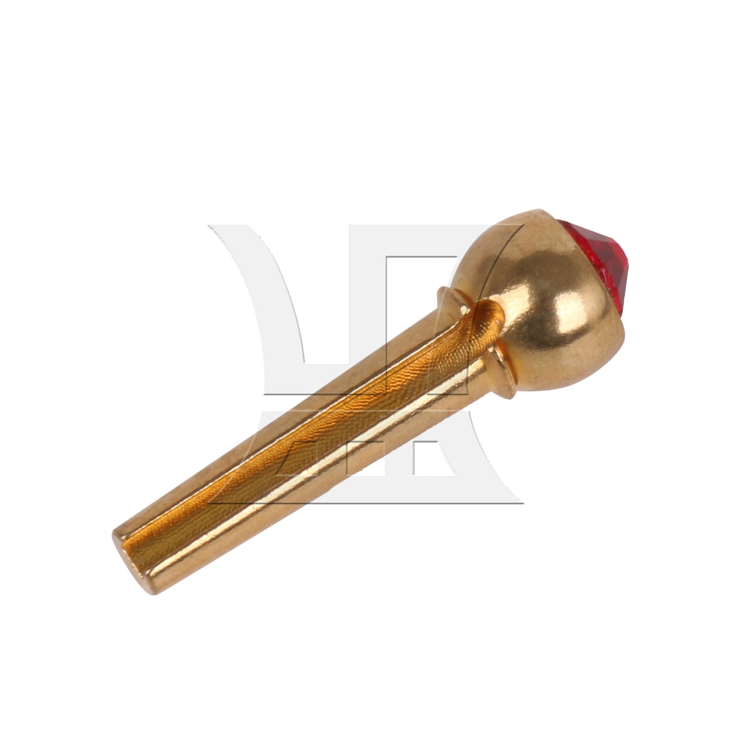 BQLZR 1pc Acoustic Guitar Bridge Pins Zinc Alloy String Nail with Red Crystal Head Tone Stable Golden 29x9mm