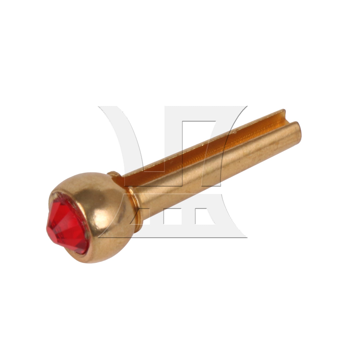 BQLZR 1pc Acoustic Guitar Bridge Pins Zinc Alloy String Nail with Red Crystal Head Tone Stable Golden 29x9mm