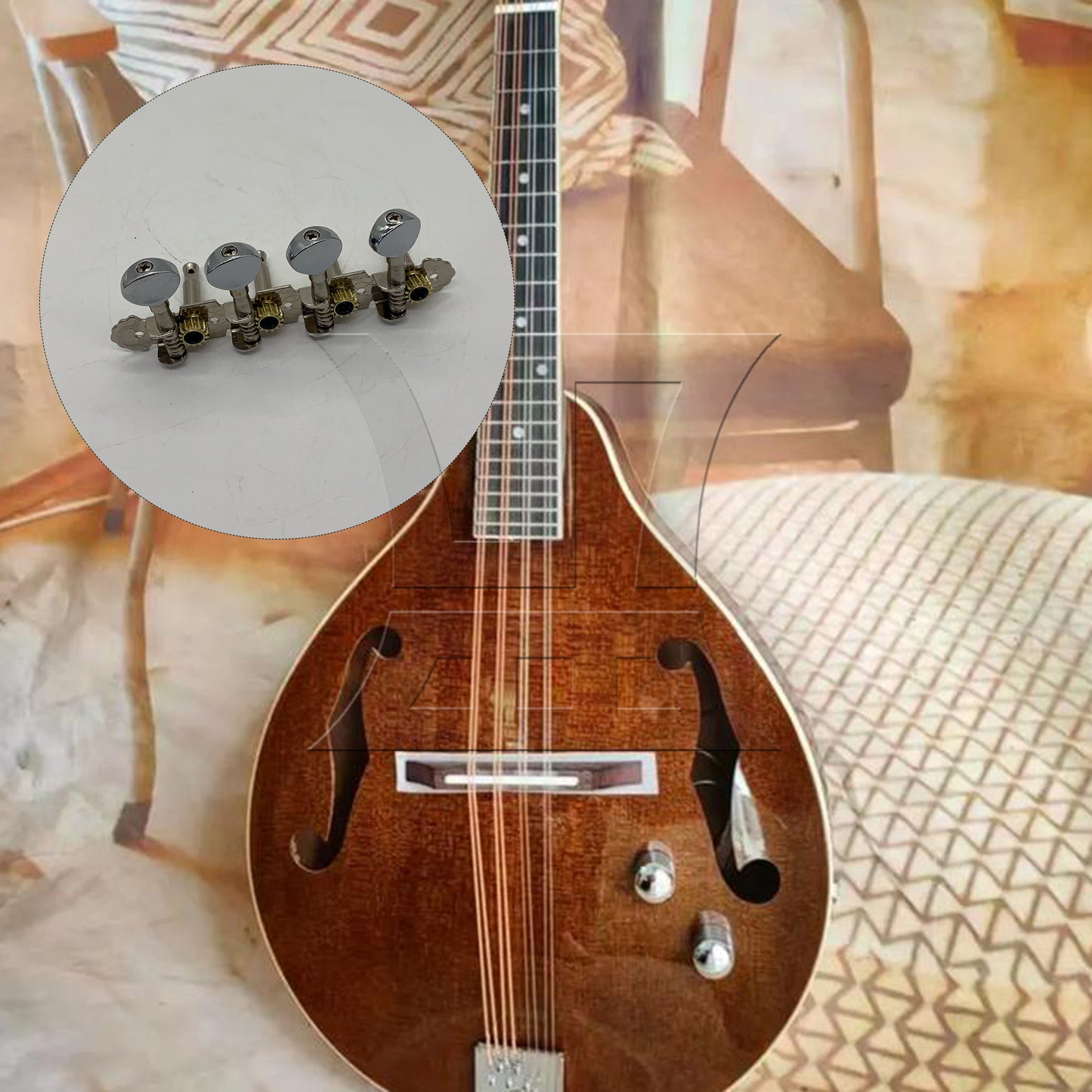 BQLZR 1pc Mandolin 4 String Tuning Peg Small Metal Head Right for Mandolin Guitar Tuning