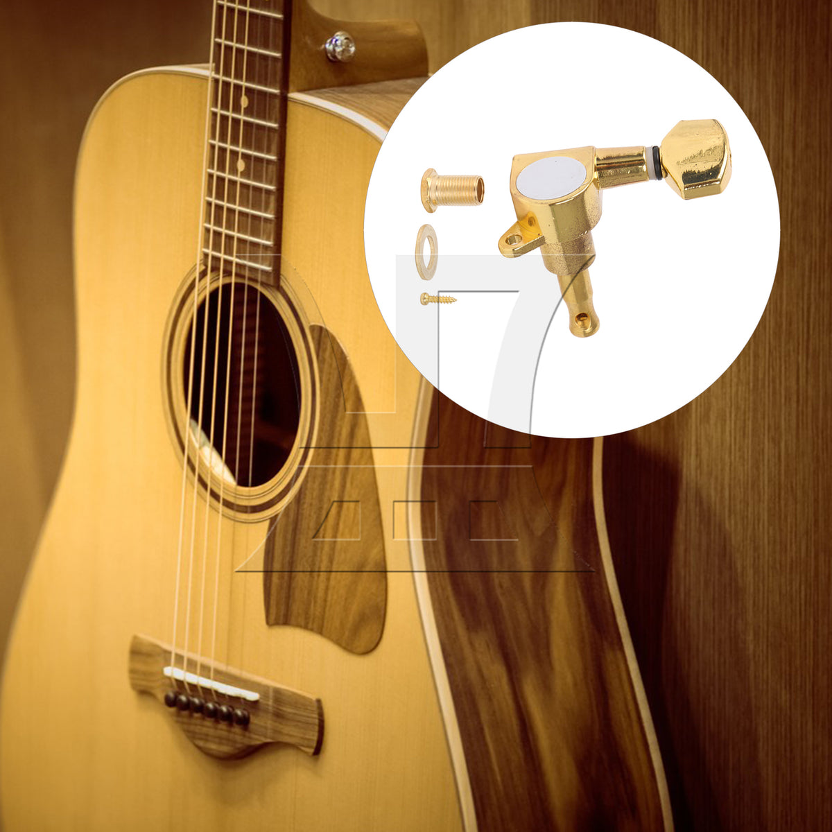BQLZR 1pc Guitar Fully Enclosed Small Handle Accurate String Right Hand Golden Suitable for Electric Guitars