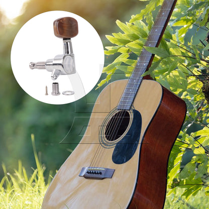 BQLZR 1pc Guitar Fully Enclosed Large Square Brown Handle Accurate String Left Hand Silver Suitable for Electric Guitars